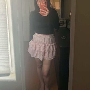 & Other Stories Red and White Textured Skirt